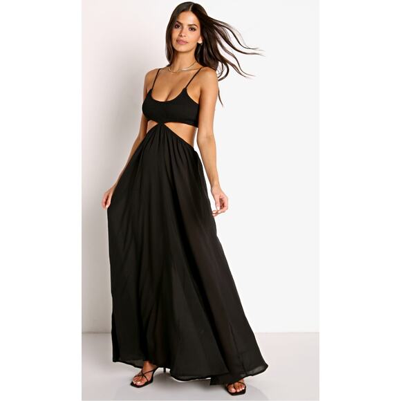 Indah Dresses & Skirts - Indah Innocence Cutaway Maxi Dress Black